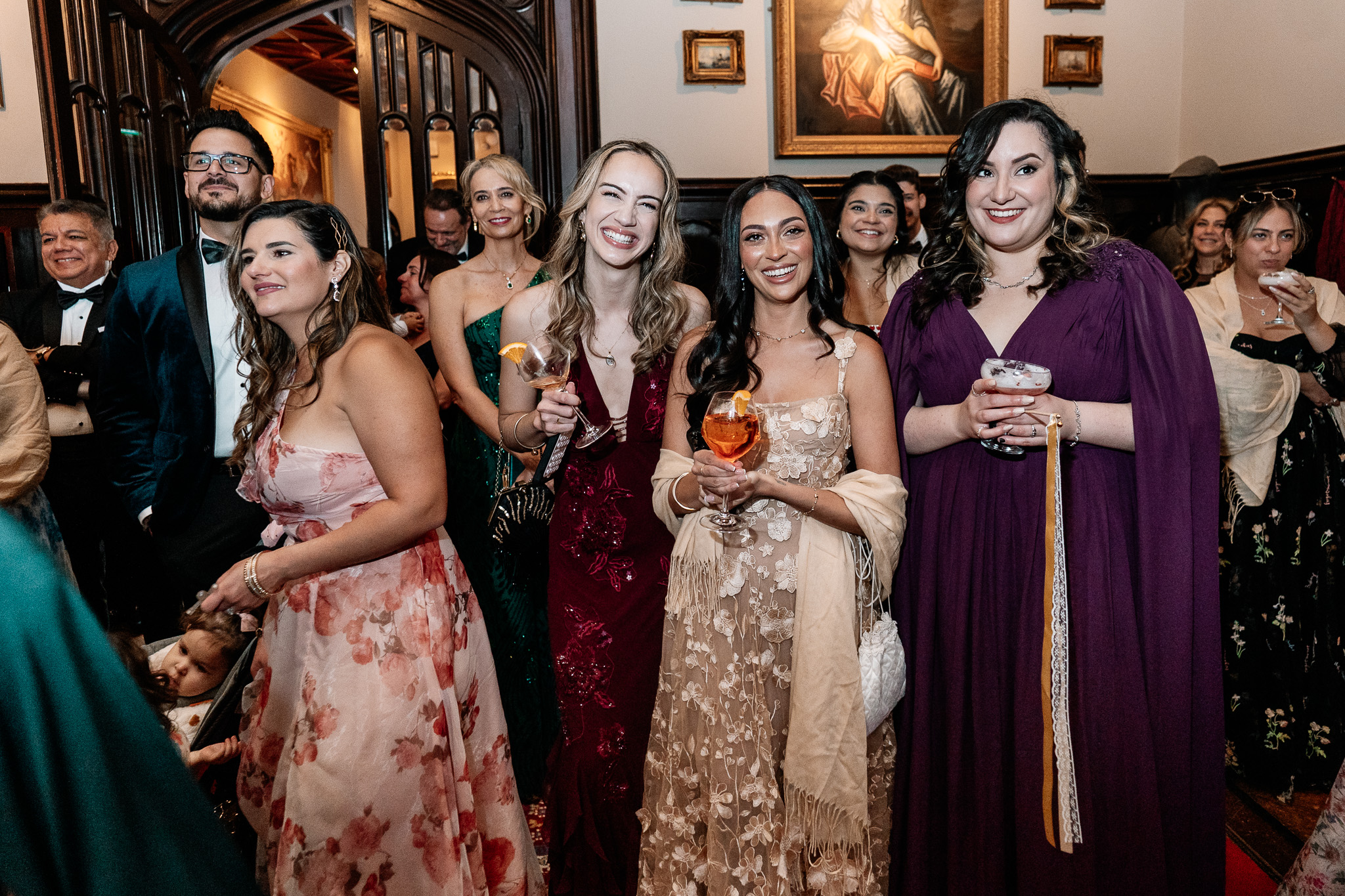 Bride laughing with wedding guests during speeches at Markree Castle