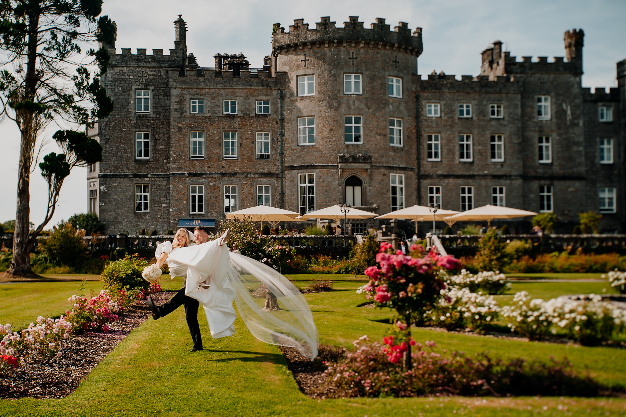 Bride and groom at Markree Castle during a relaxed wedding day