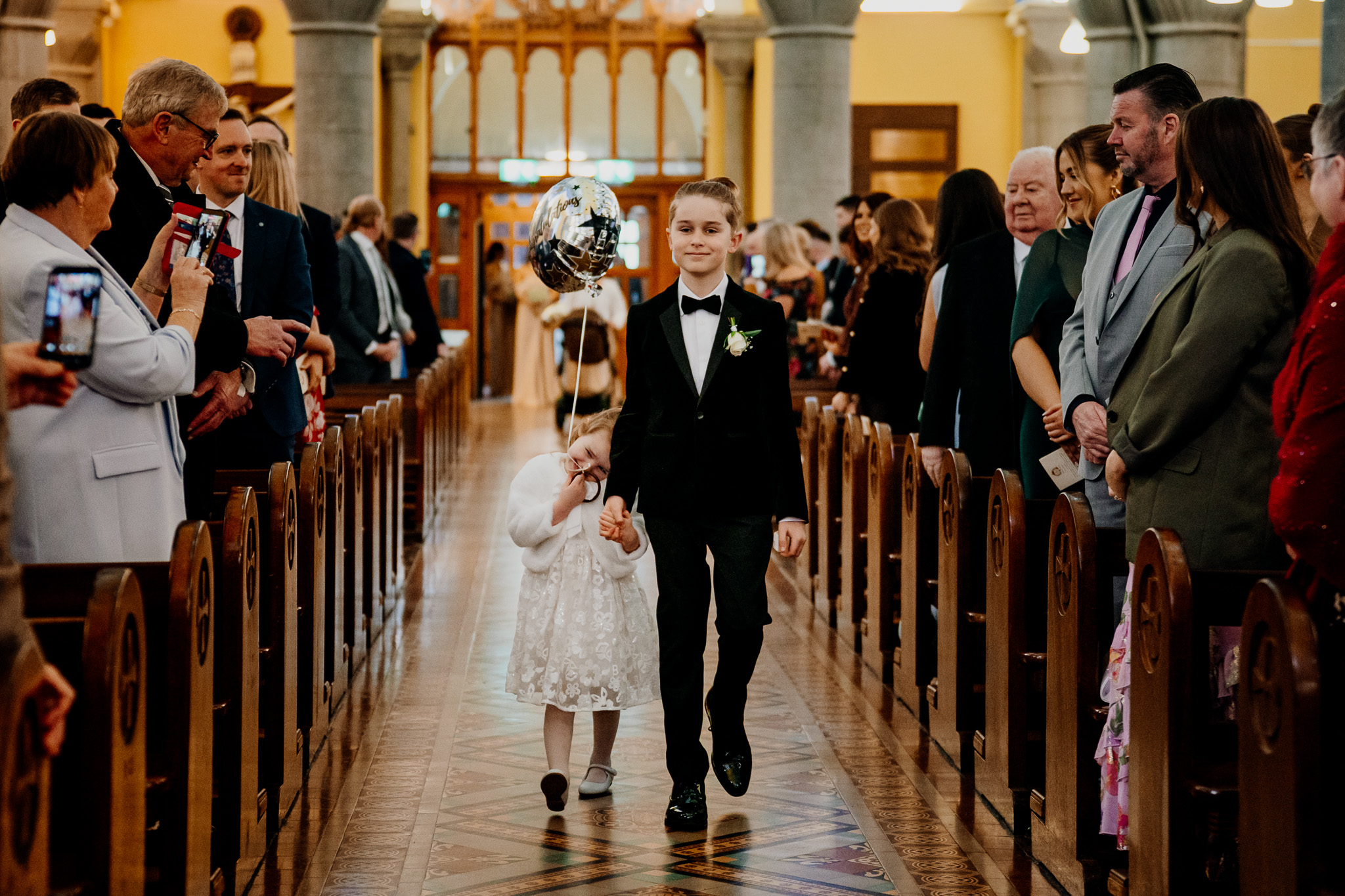 Groom waiting for the bride during a wedding ceremony at Sligo Cathedral