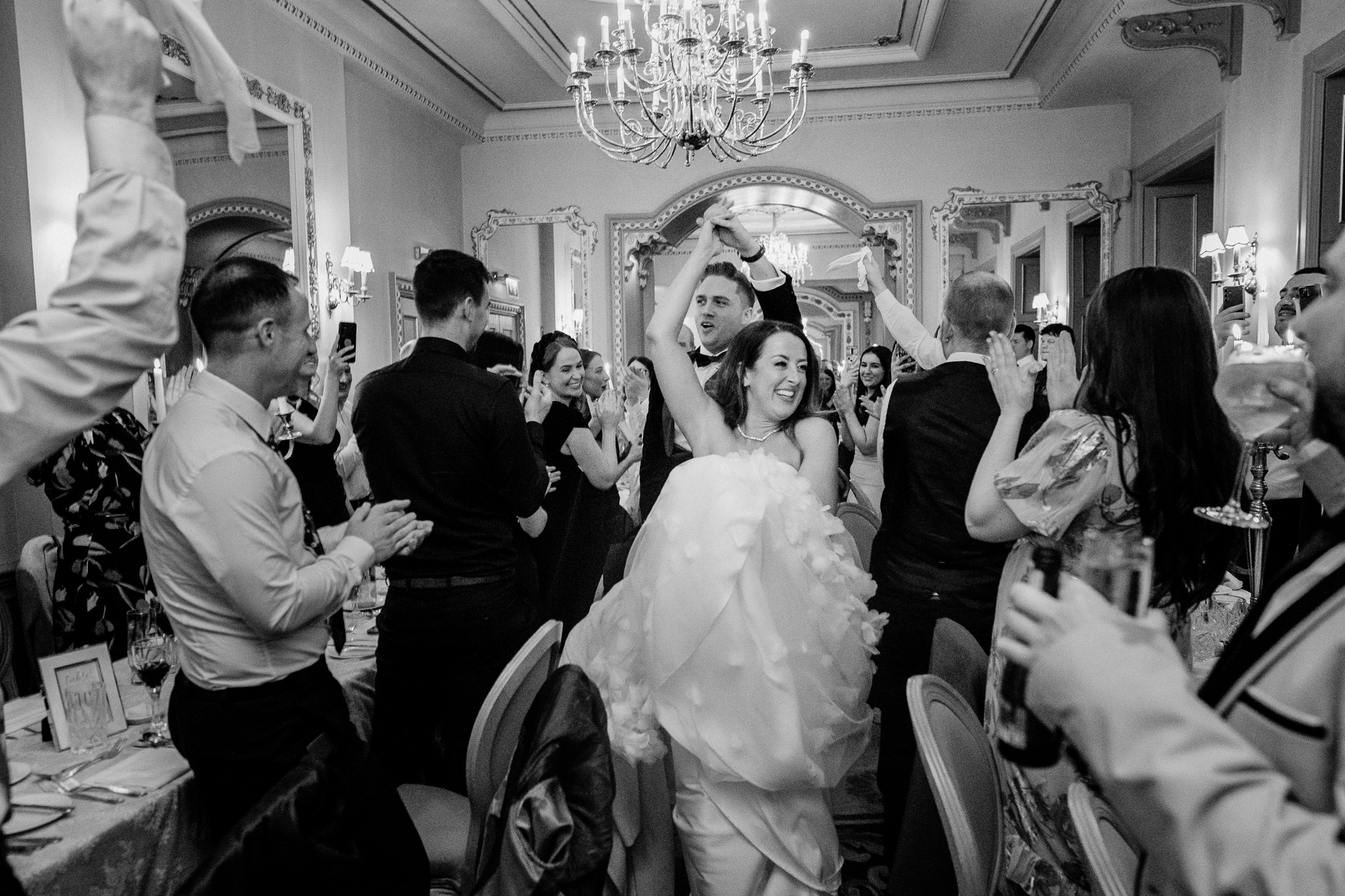 Bride and groom entering the Dining Room at Markree Castle