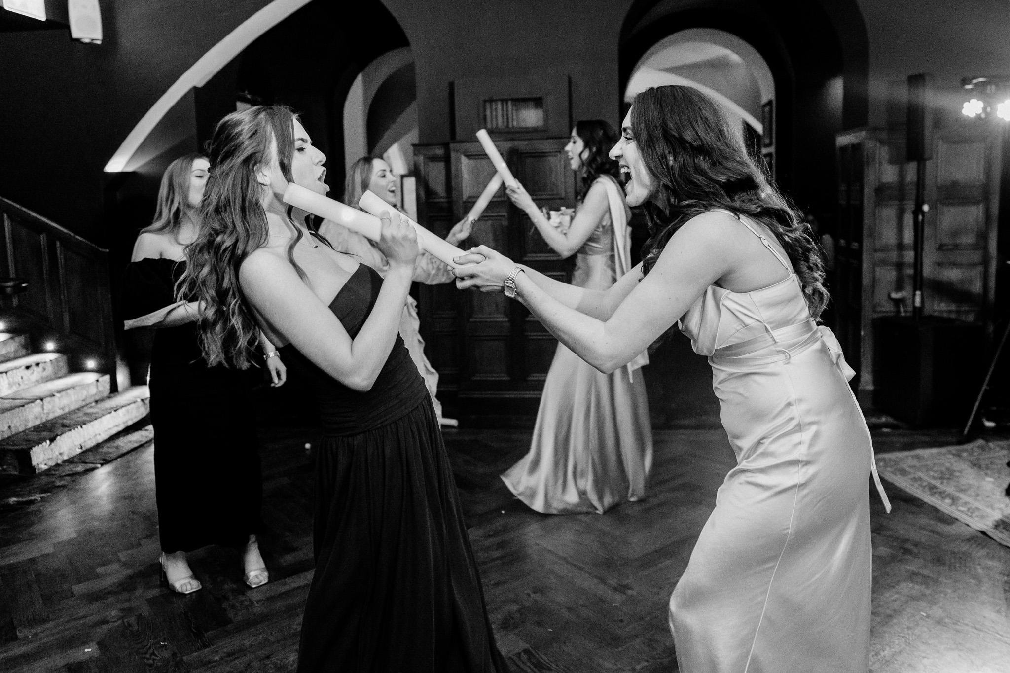 Friends dancing together on the Markree Castle wedding dance floor