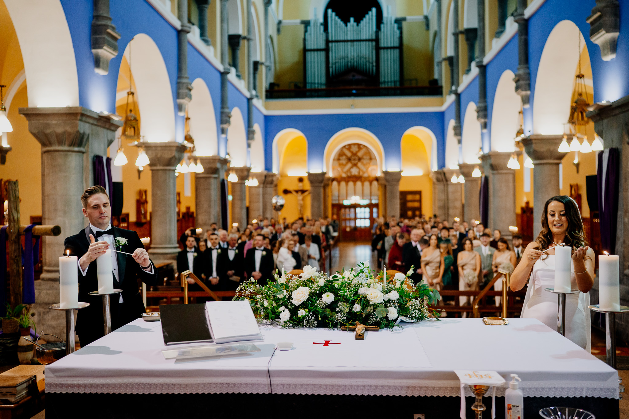 Wide view of Sligo Cathedral during a wedding ceremony