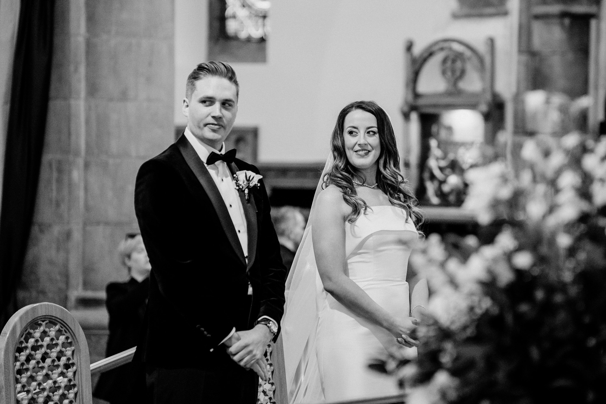 Bride and groom during their wedding ceremony at Sligo Cathedral