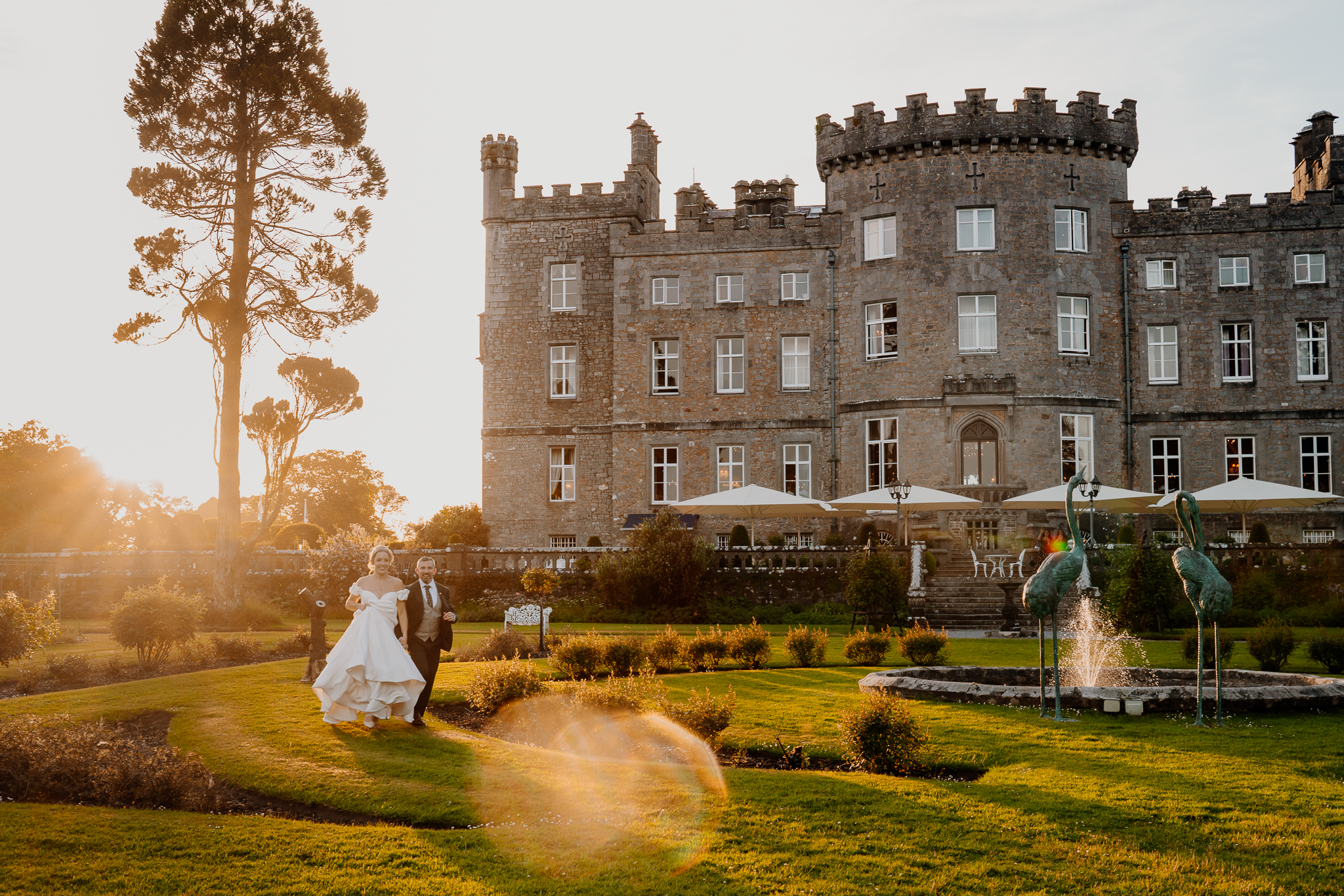 Couple at Markree Castle during golden hour in Sligo