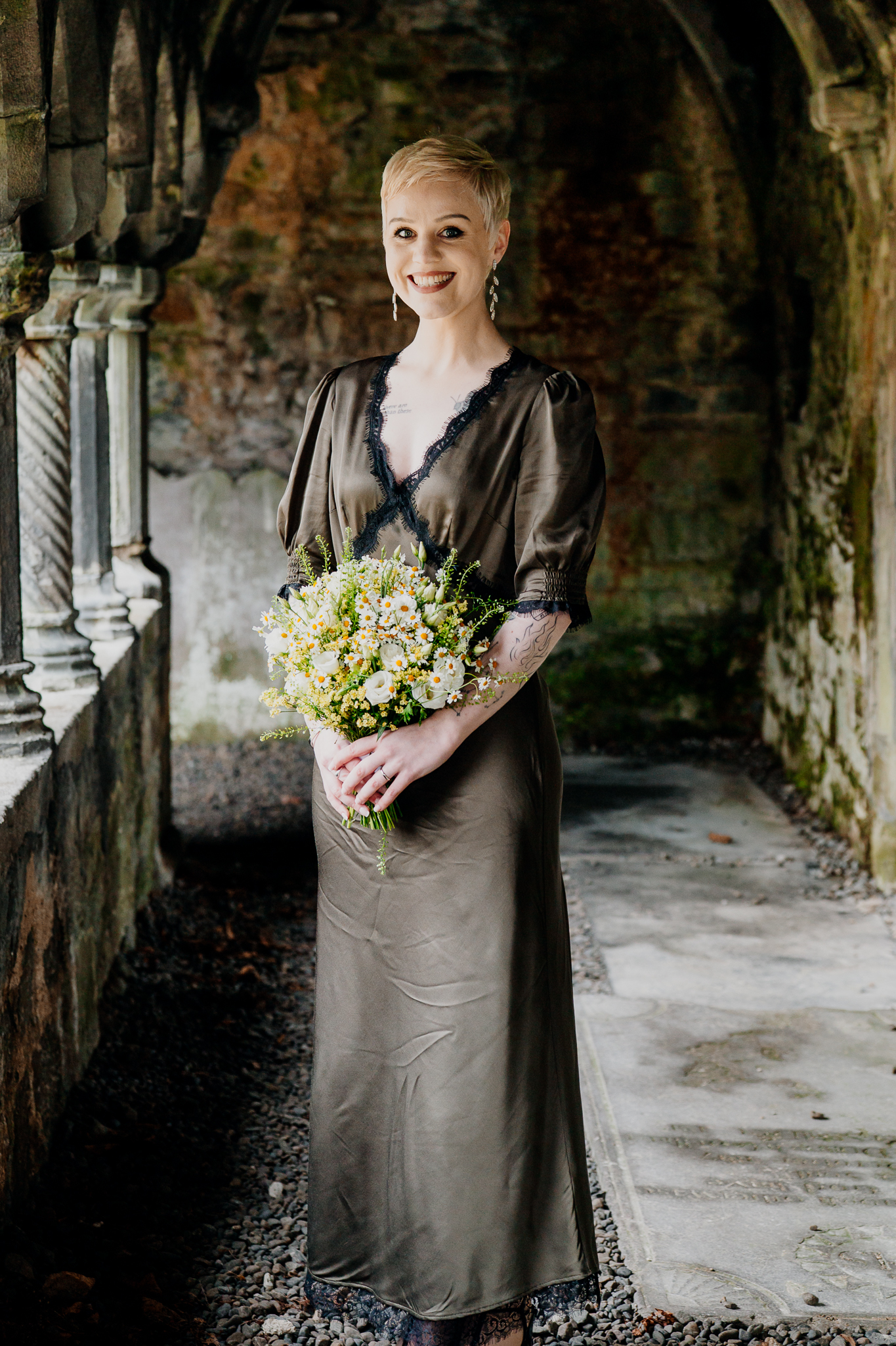 Sligo Abbey Bridal Portrait with Wedding Bouquet