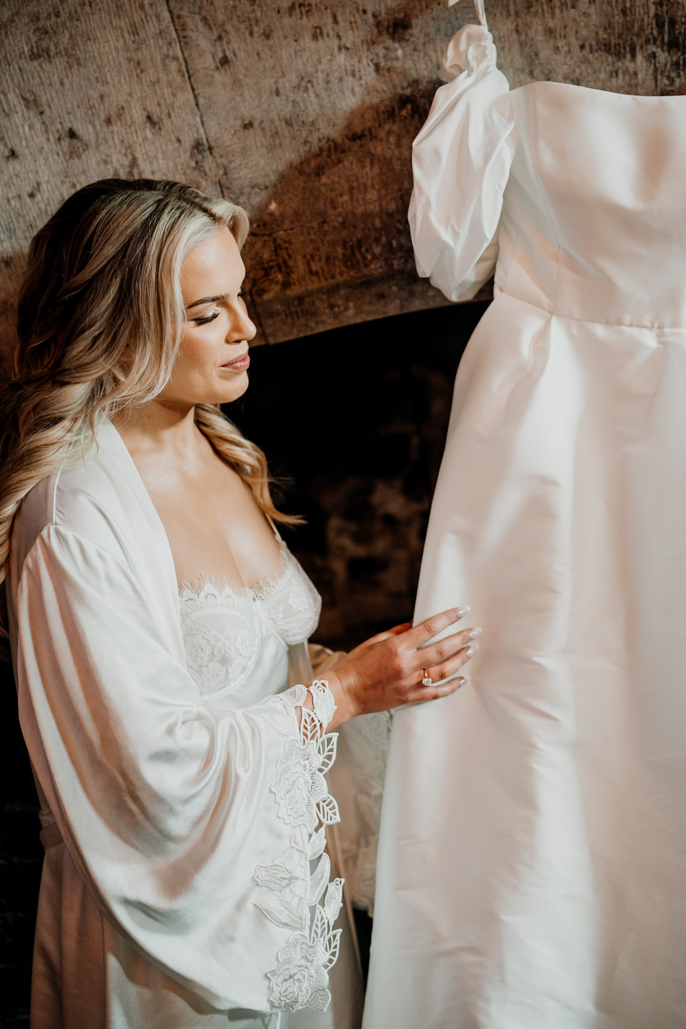 Bride Caoimhe getting ready before her wedding ceremony at Markree Castle