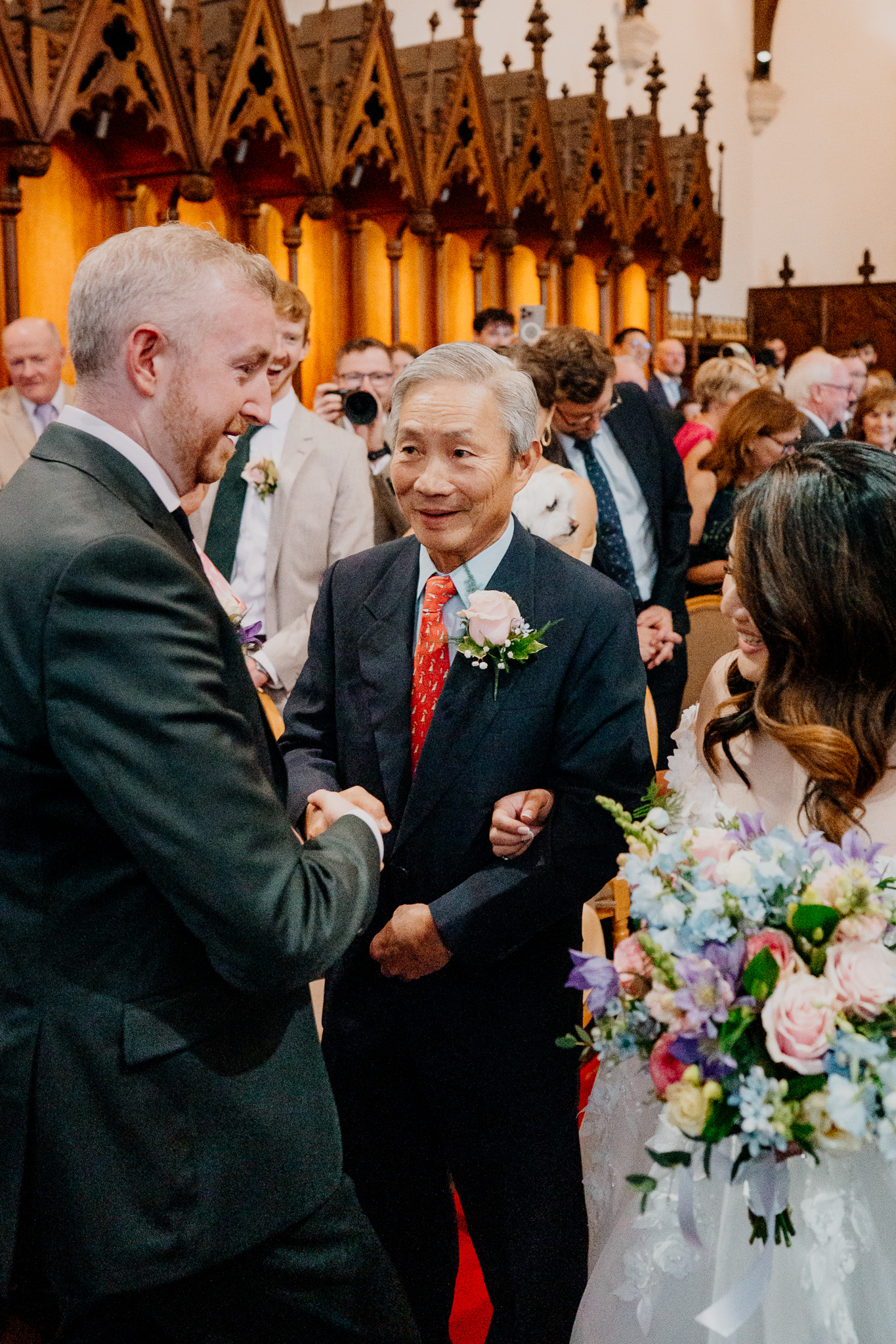 Groom during wedding ceremony in Markree Castle Chapel