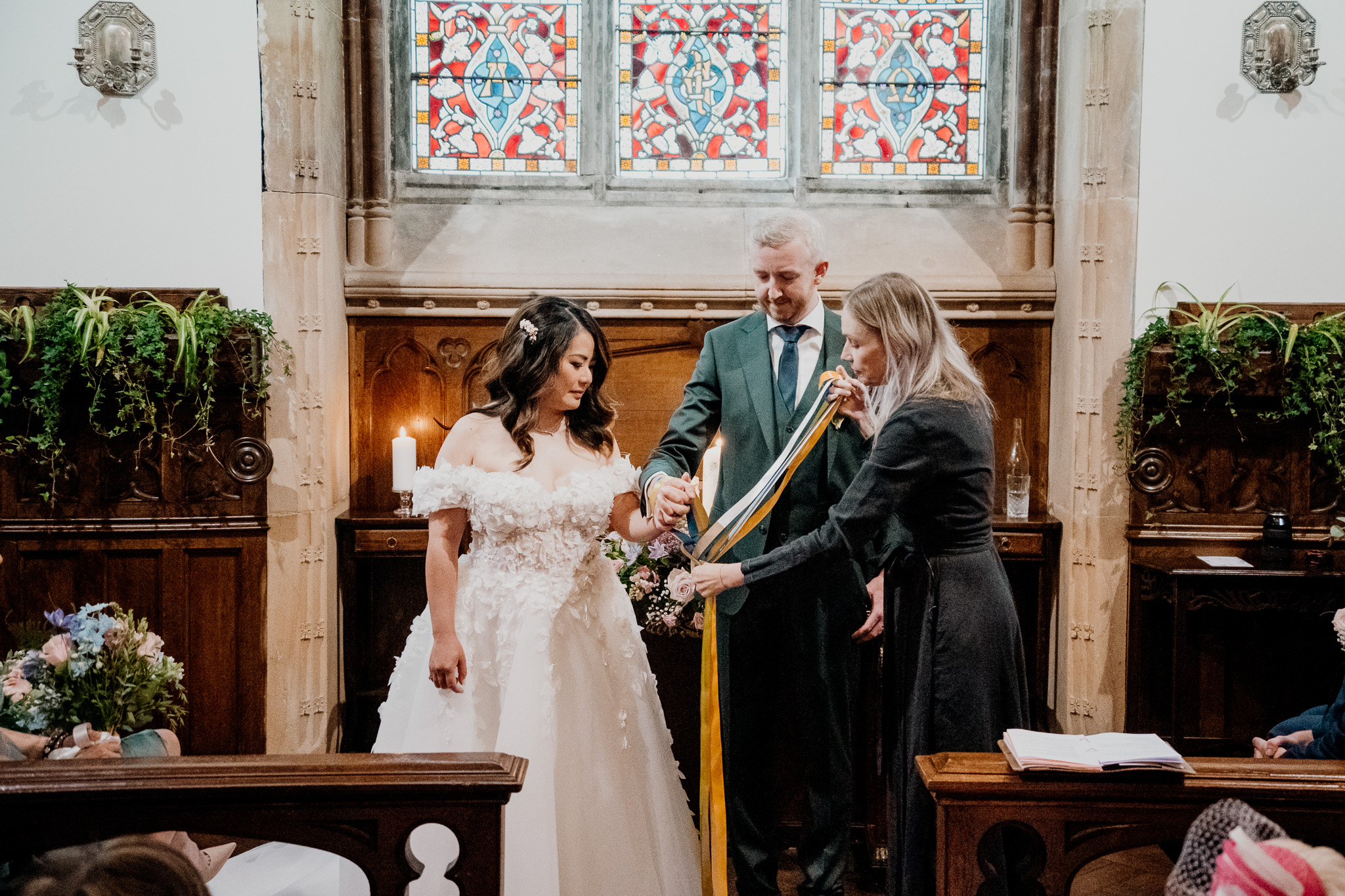 Bride and groom during their humanist ceremony in Markree Castle Chapel