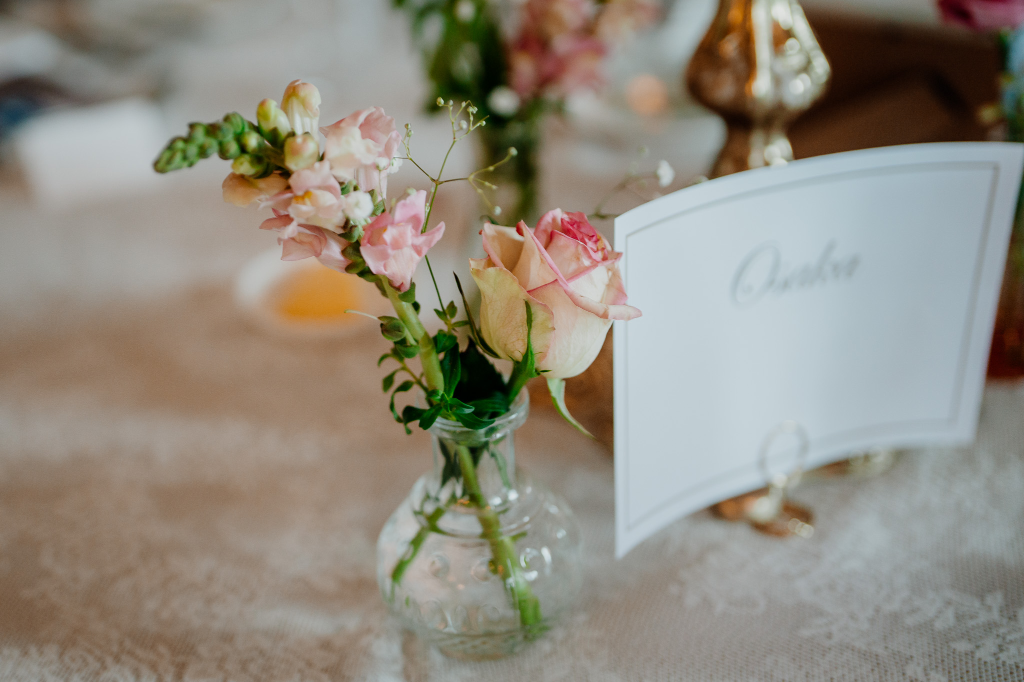 Wedding table flowers in the Dining Room at Markree Castle