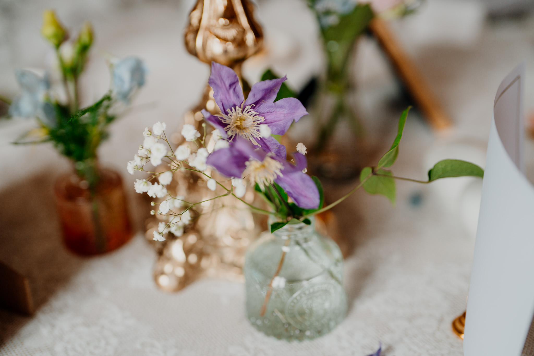 Wedding flower details in Markree Castle Dining Room