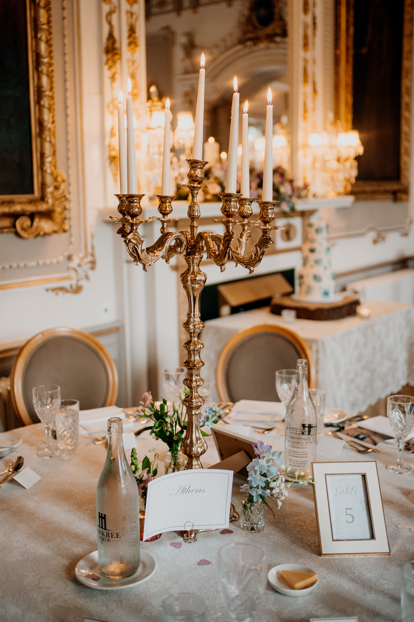 Wedding tables decorated for a reception in Markree Castle Dining Room