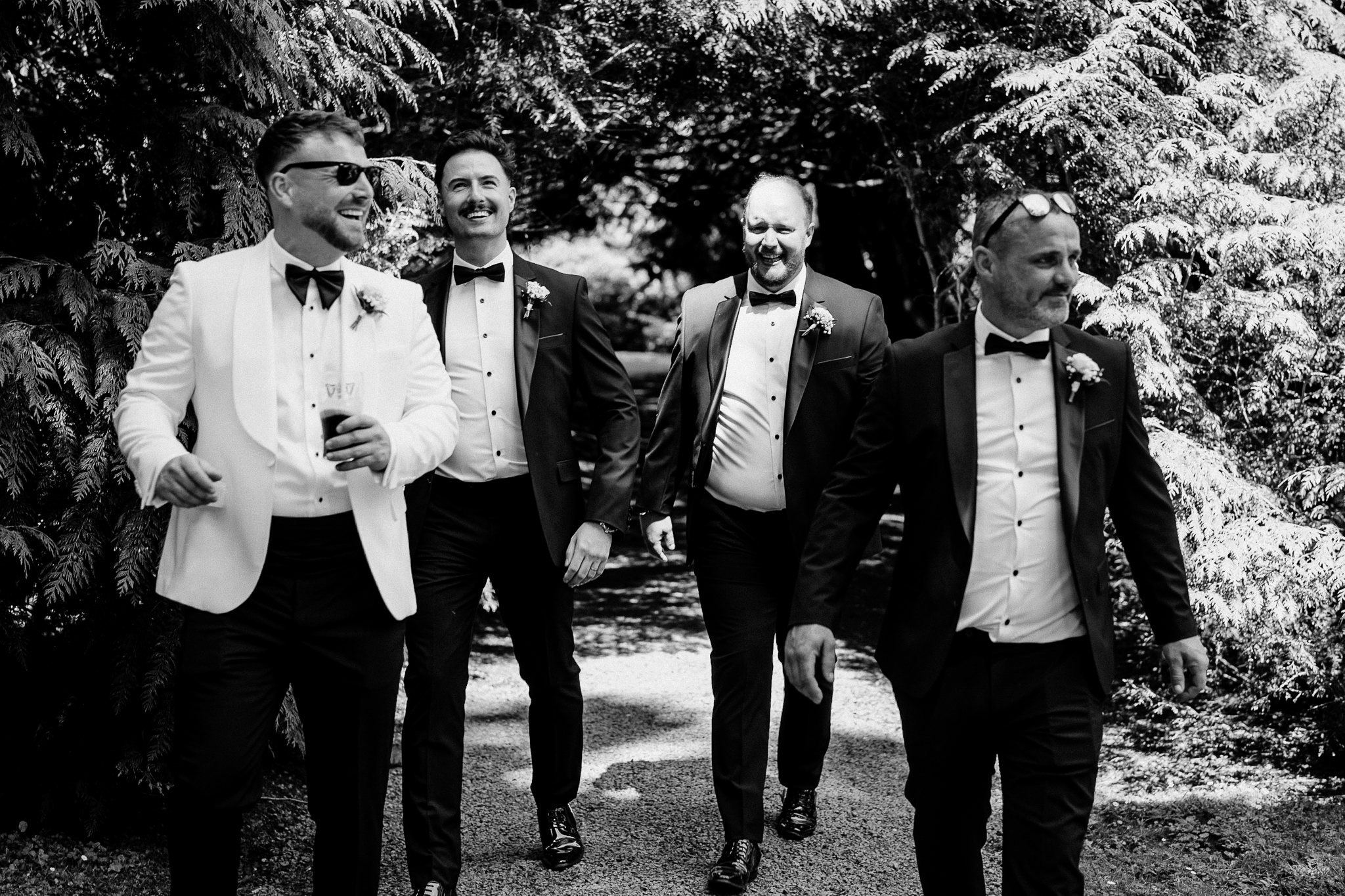 Groom Michael and his groomsmen outside Markree Castle in Sligo