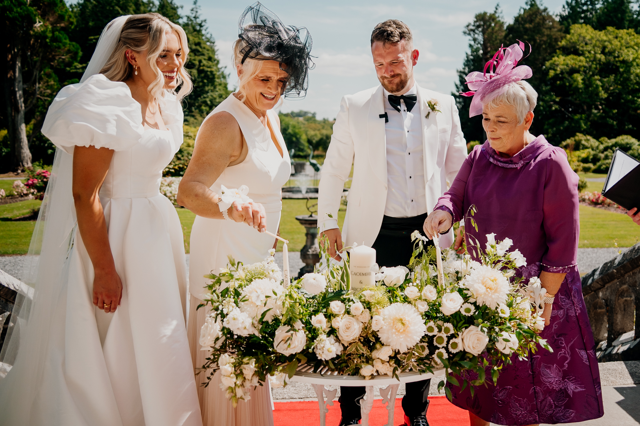 Caoimhe and Michael during their outdoor wedding ceremony at Markree Castle