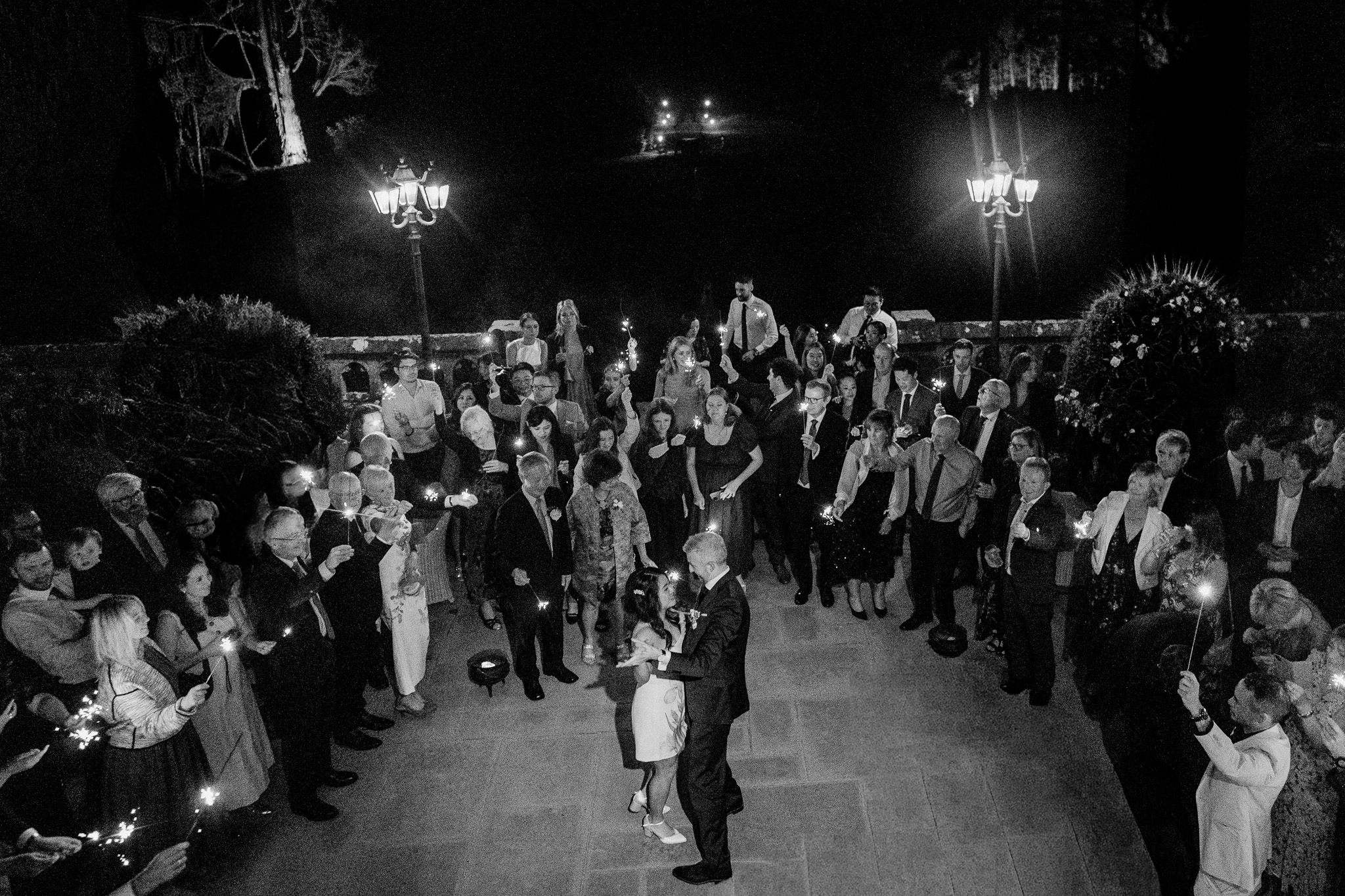 Bride and groom first dance on the terrace at Markree Castle