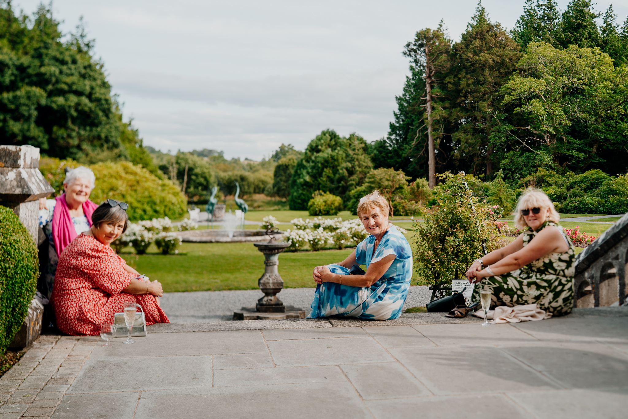 Wedding speeches on the terrace overlooking the gardens at Markree Castle