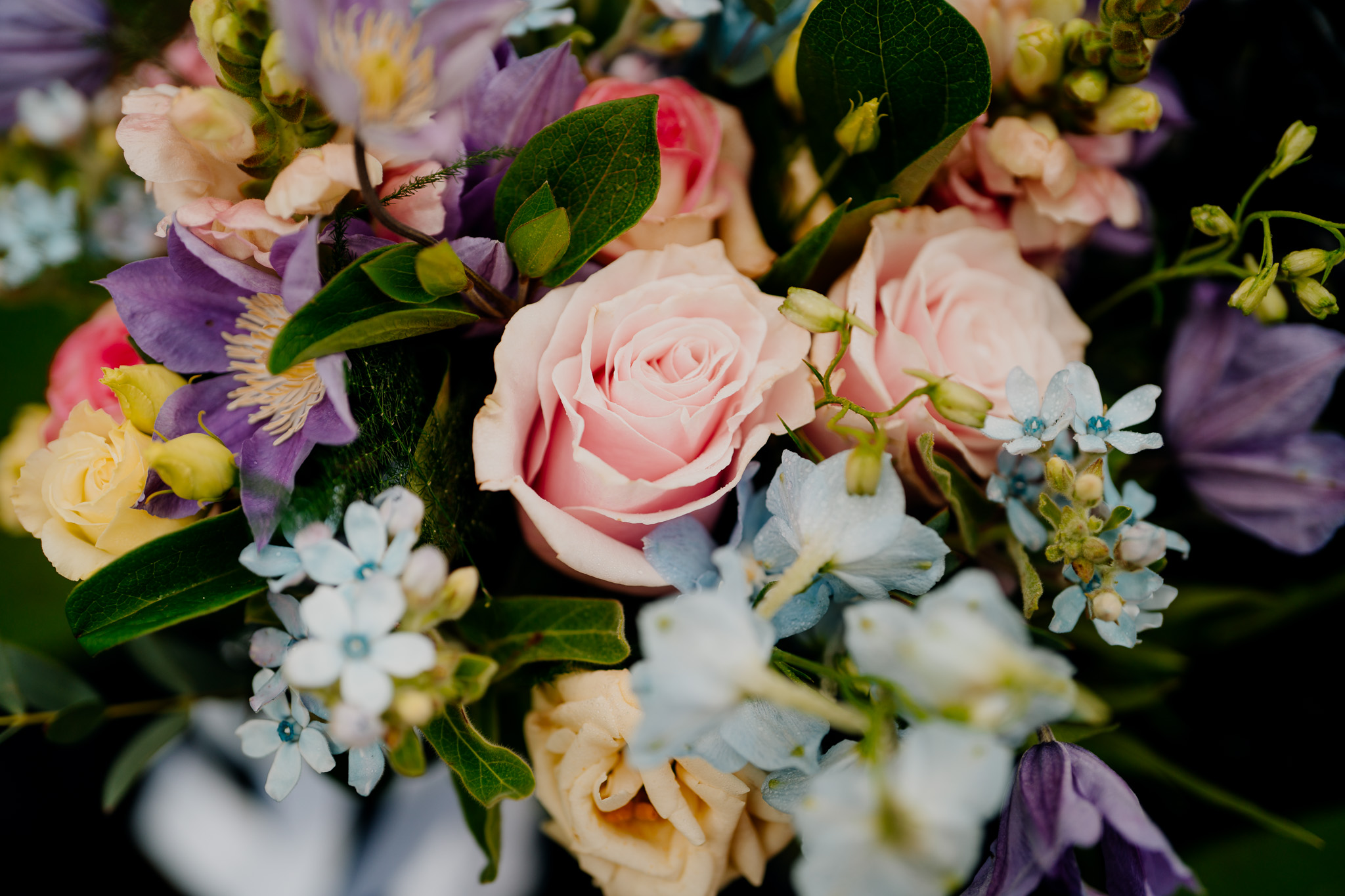 Wedding flowers during bridal preparations at Markree Castle