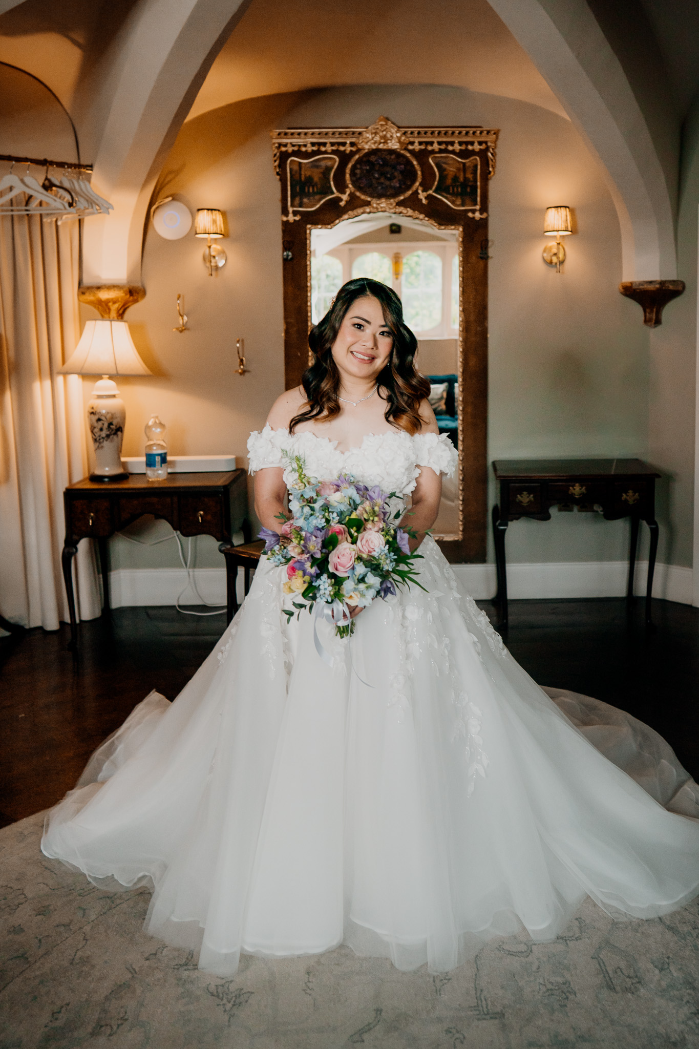 Bride and bridal party in Kitchen Butler’s at Markree Castle