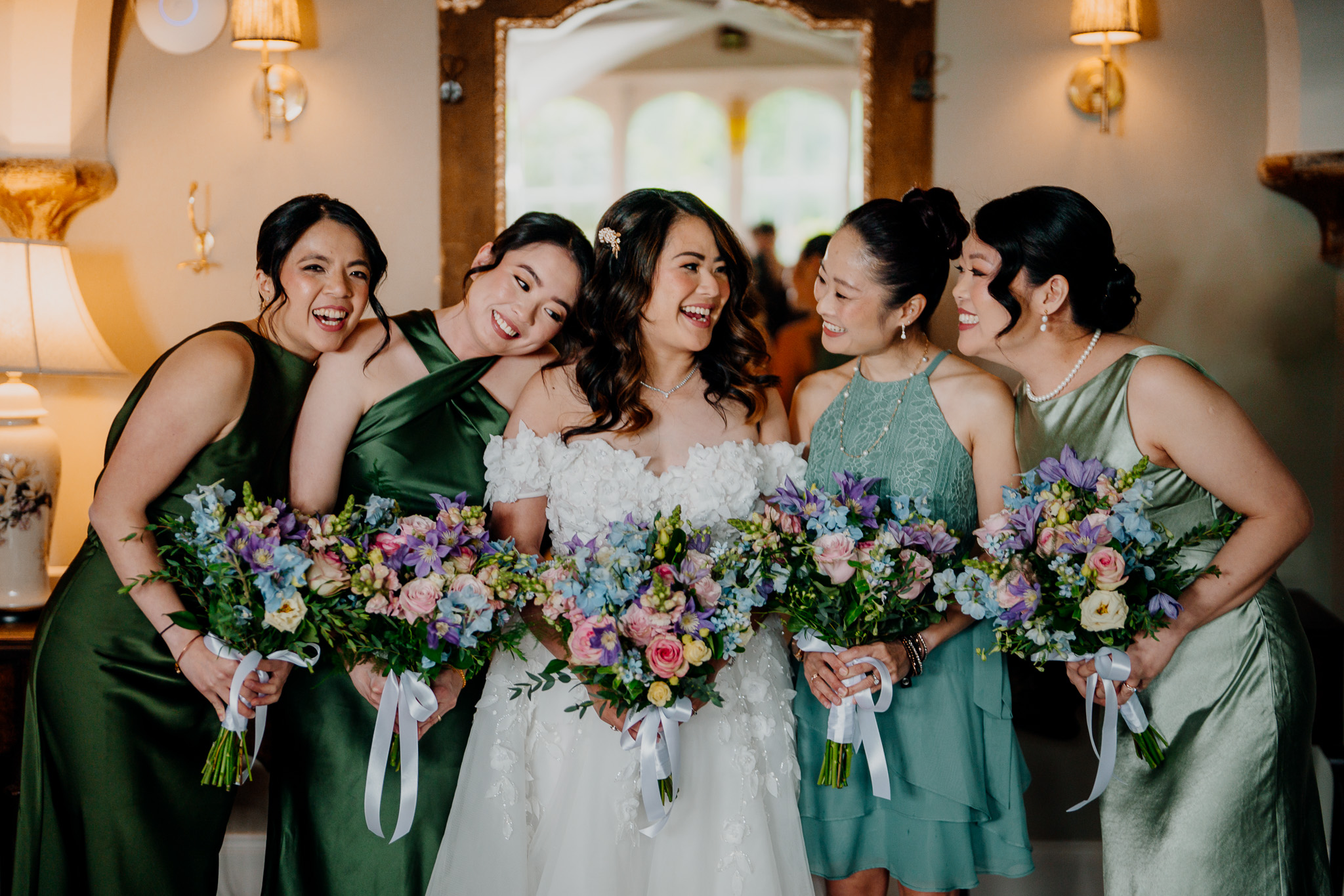 Bridal party portrait in Kitchen Butler’s at Markree Castle