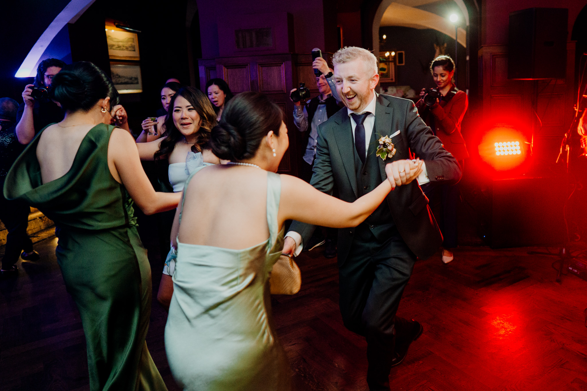 Wedding guests dancing on the dance floor at Markree Castle