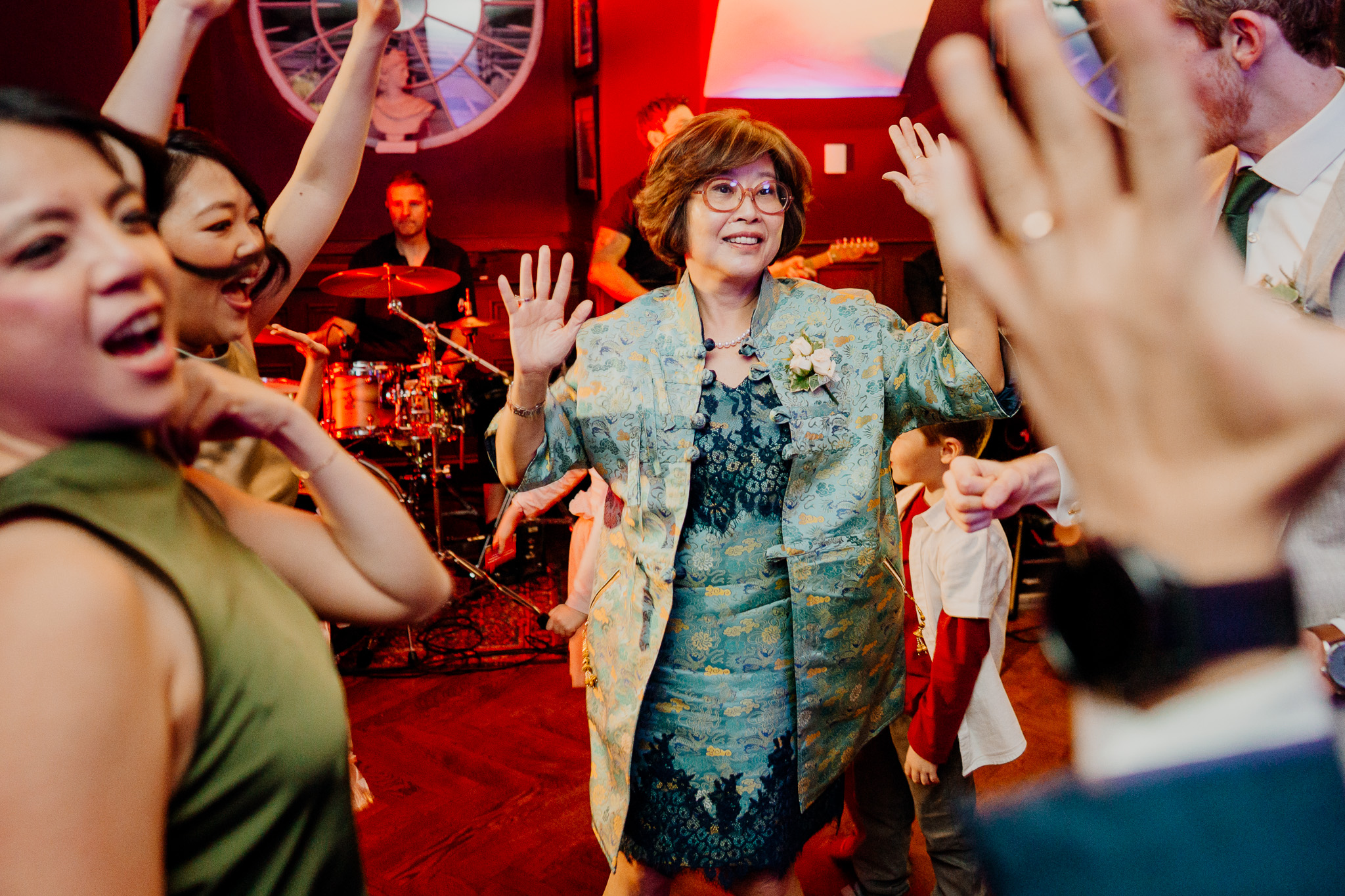 Wedding guest dancing during an evening reception at Markree Castle