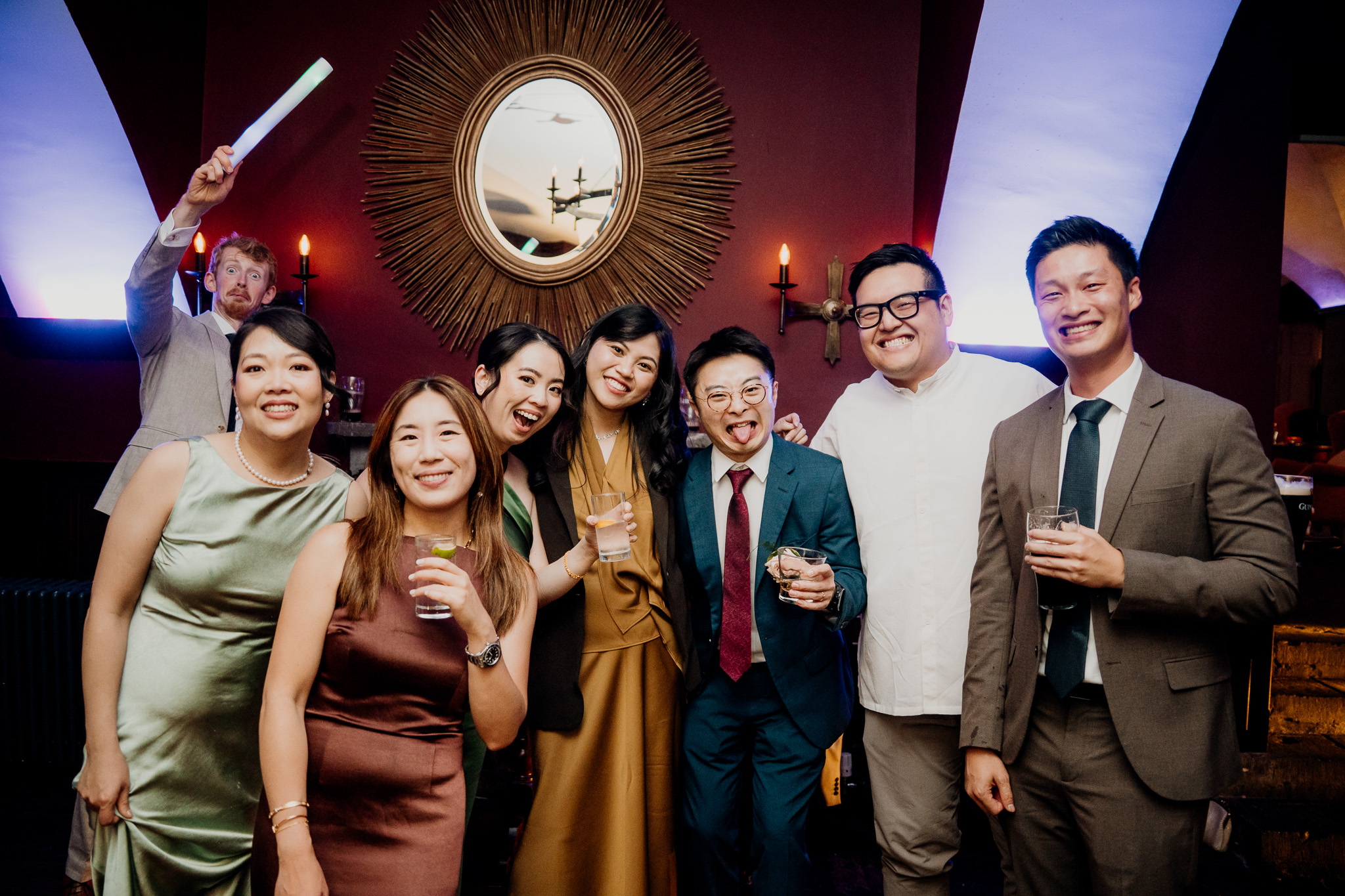 Wedding guests celebrating together at Markree Castle reception