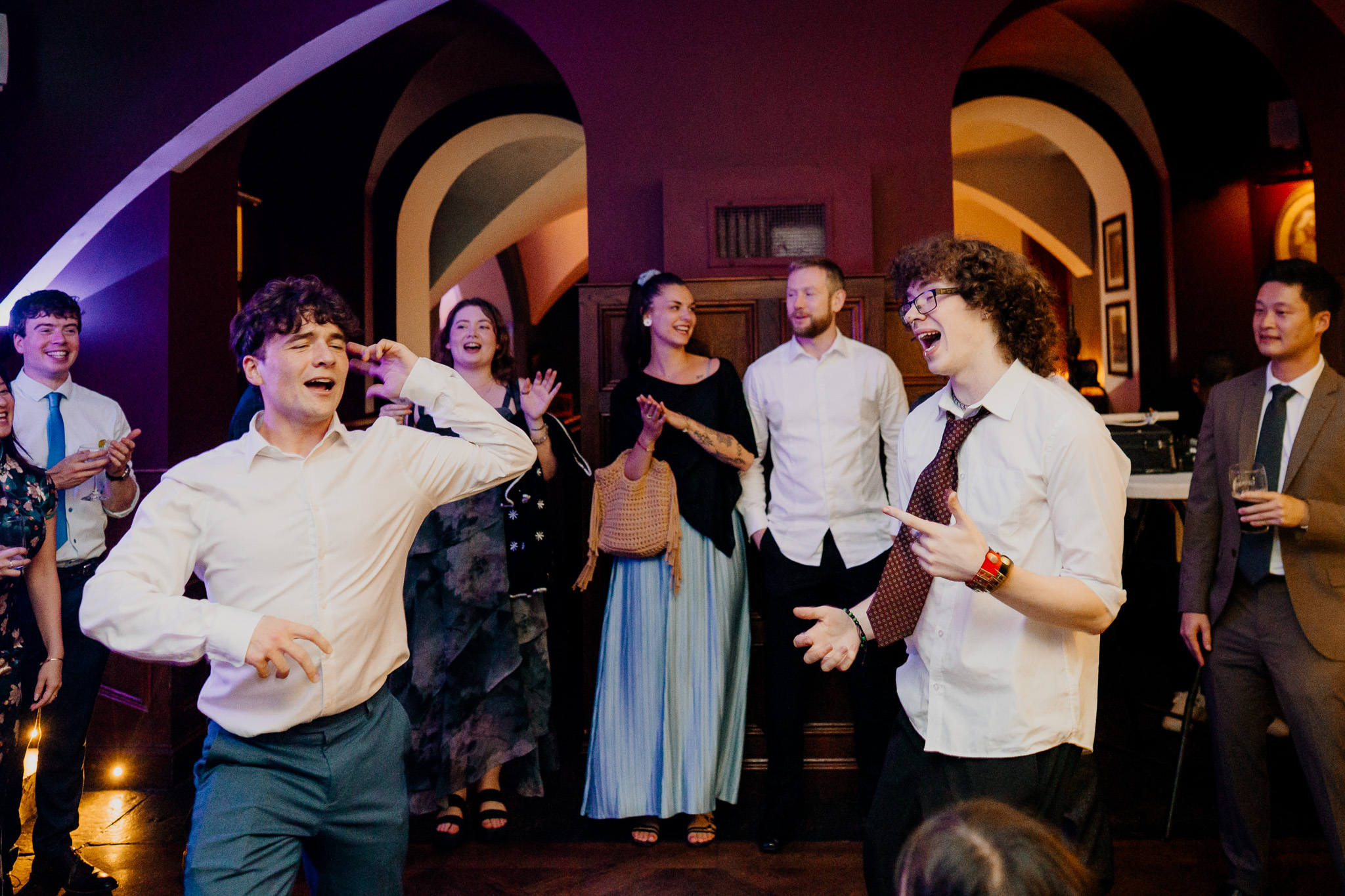 Wedding party dancing during an evening reception at Markree Castle