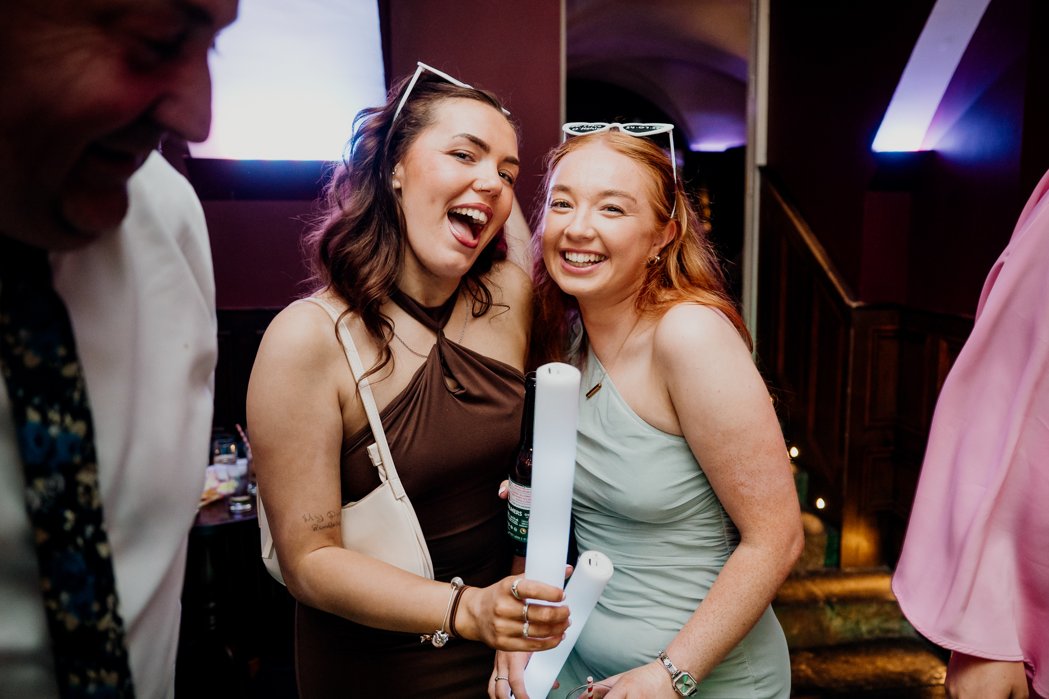 Two wedding guests enjoying the dance floor at Markree Castle