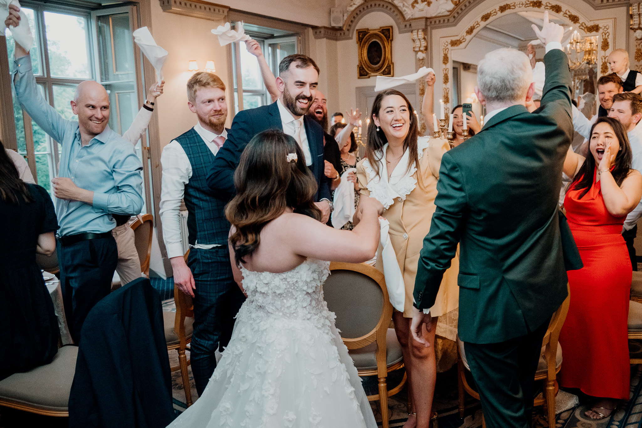 Bride and groom entering the Dining Room at Markree Castle