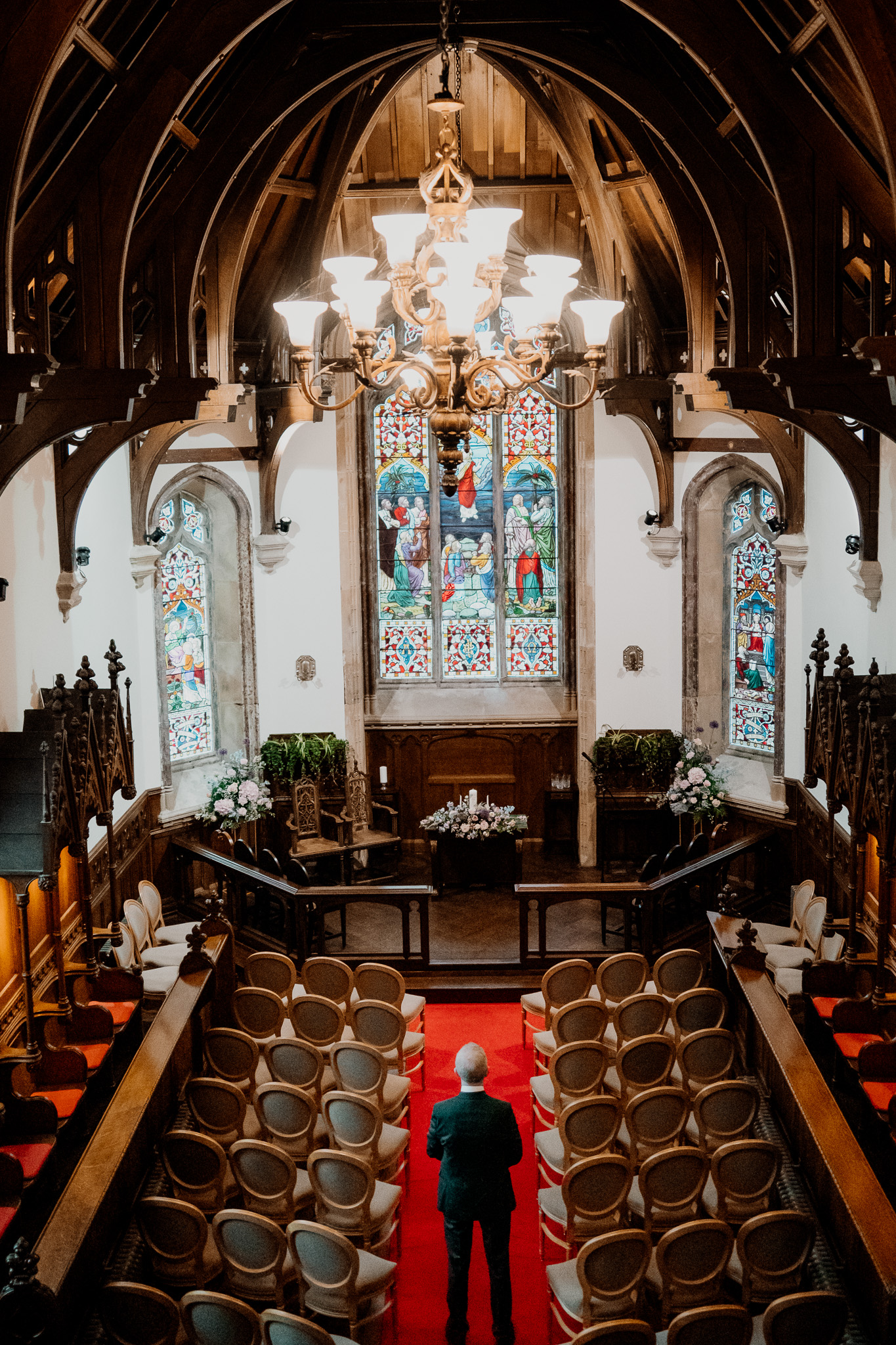 Bride and groom first look inside Markree Castle Chapel