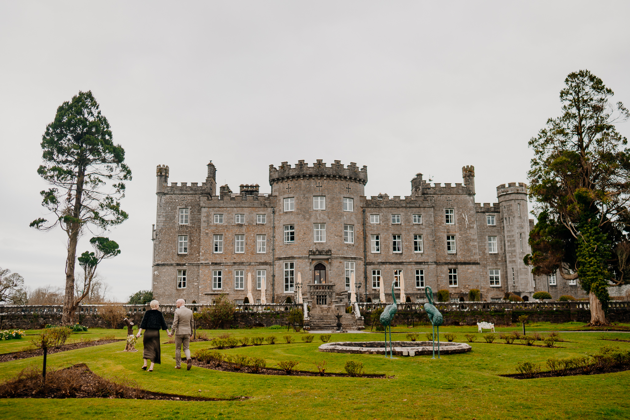 Wide view of Markree Castle and its formal wedding gardens in County Sligo Ireland