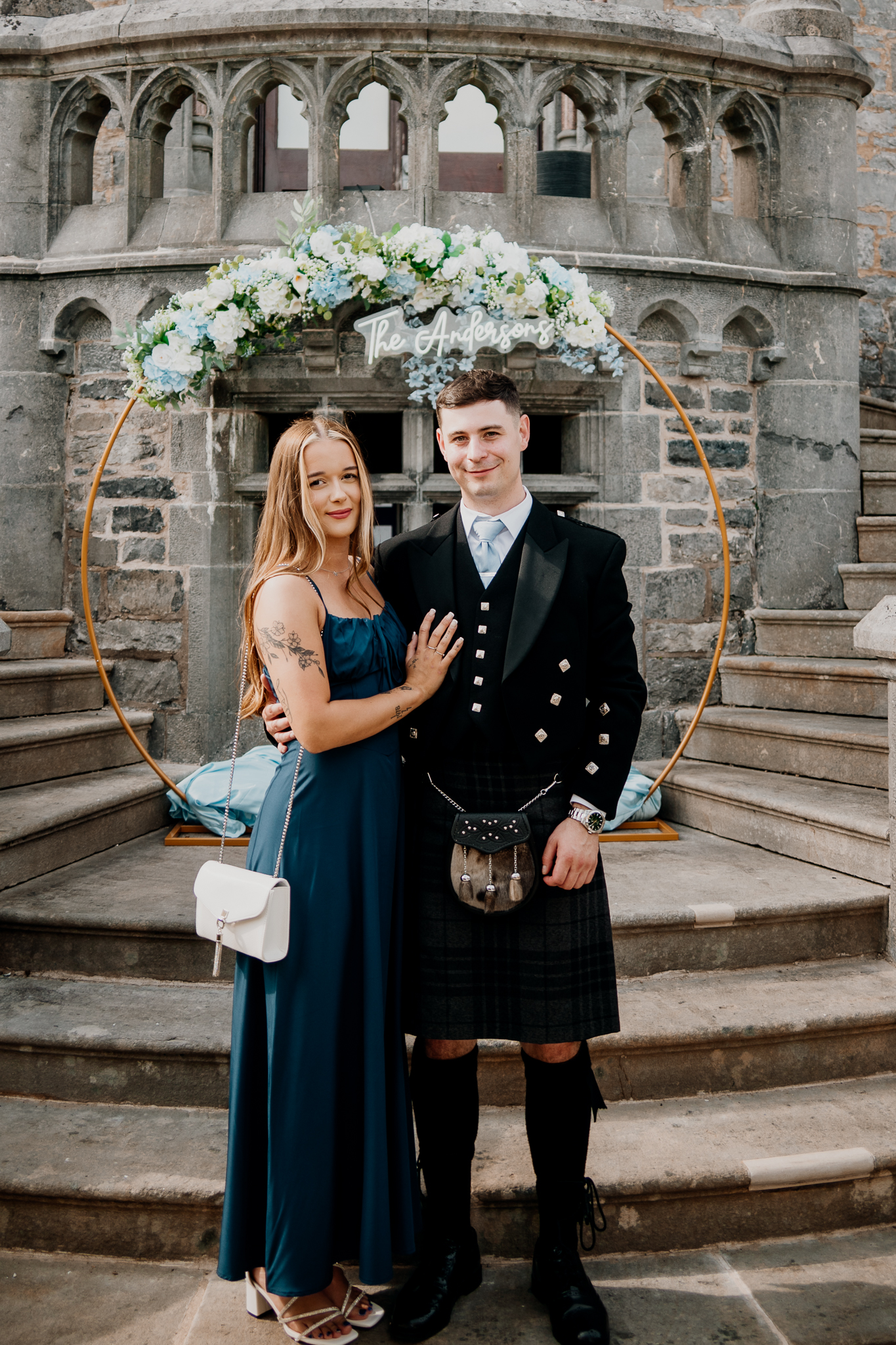 Wedding guests outside Markree Castle during the drinks reception