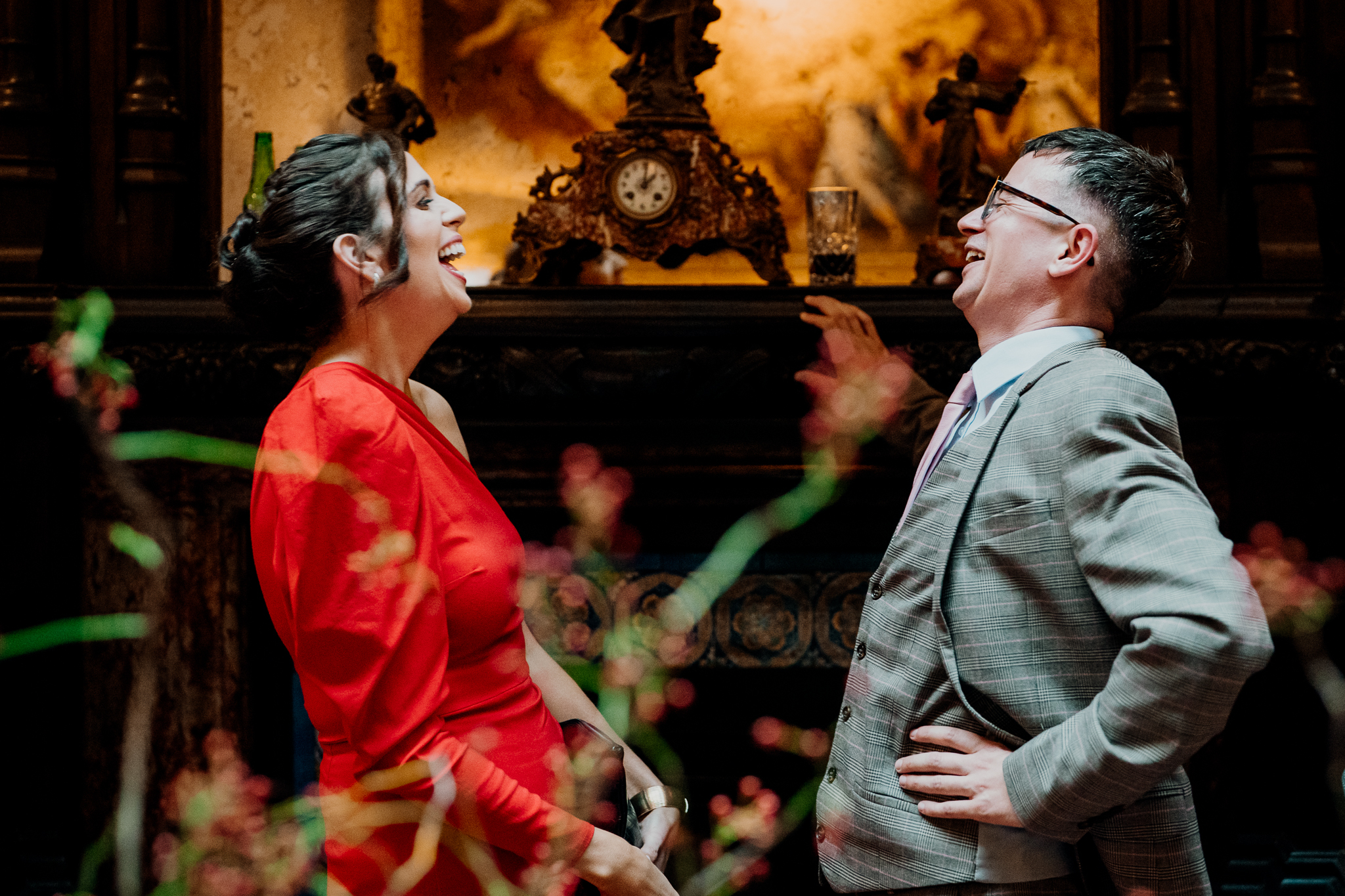 Wedding guest enjoying the reception inside Markree Castle