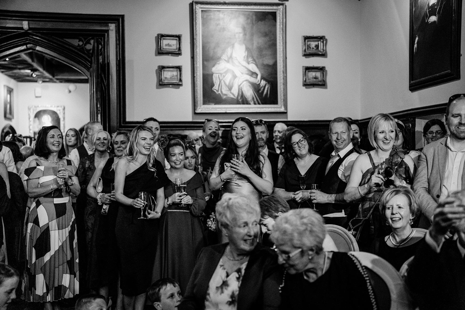 Wedding guests during speeches at Markree Castle