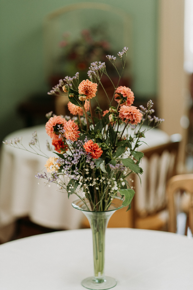 A vase of flowers sitting on a table